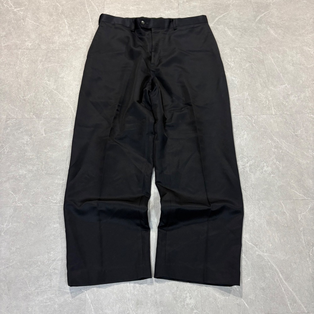 Croft & Barrow Mens Black Dress Pants Flat Front Trousers 34x29